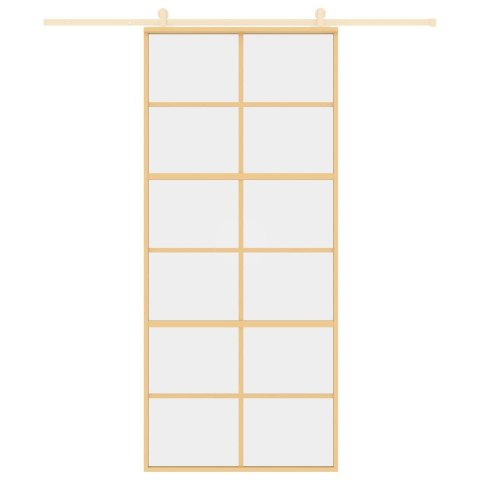 DRZWI PRZESUWNE ZŁOTE 90X205CM PRZEZROCZYSTE SZKŁO ESG