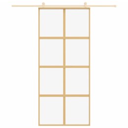 DRZWI PRZESUWNE ZŁOTE 90X205CM PRZEZROCZYSTE SZKŁO ESG