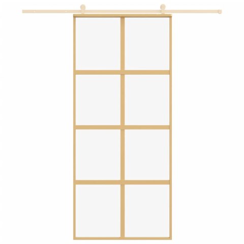 DRZWI PRZESUWNE ZŁOTE 90X205CM PRZEZROCZYSTE SZKŁO ESG