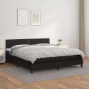 ŁÓŻKO KONTYNENTALNE Z MATERACEM CZARNE EKOSKÓRA 180X200CM