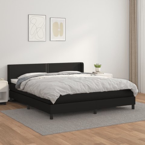ŁÓŻKO KONTYNENTALNE Z MATERACEM CZARNE EKOSKÓRA 180X200CM