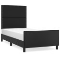 RAMA ŁÓŻKA Z ZAGŁÓWKIEM CZARNA 90X200CM OBITE SZTUCZNĄ SKÓRĄ