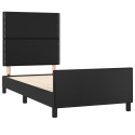 RAMA ŁÓŻKA Z ZAGŁÓWKIEM CZARNA 90X200CM OBITE SZTUCZNĄ SKÓRĄ