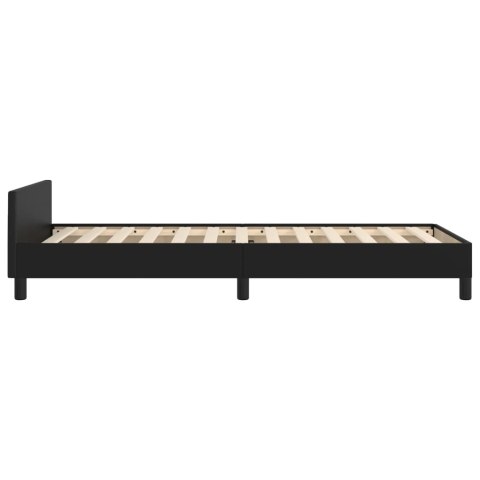 RAMA ŁÓŻKA Z ZAGŁÓWKIEM CZARNA 90X200CM OBITE SZTUCZNĄ SKÓRĄ