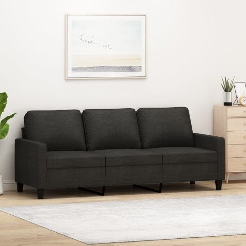 SOFA 3-OSOBOWA CZARNA 180CM TAPICEROWANA TKANINĄ