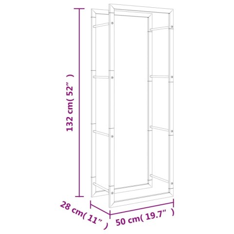 STOJAK NA DREWNO OPAŁOWE 50X28X132CM STAL NIERDZEWNA