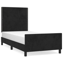 RAMA ŁÓŻKA Z ZAGŁÓWKIEM CZARNA 100X200CM AKSAMITNA