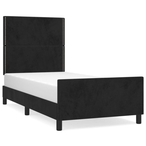 RAMA ŁÓŻKA Z ZAGŁÓWKIEM CZARNA 100X200CM AKSAMITNA