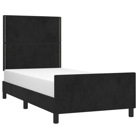 RAMA ŁÓŻKA Z ZAGŁÓWKIEM CZARNA 100X200CM AKSAMITNA