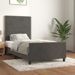 RAMA ŁÓŻKA Z ZAGŁÓWKIEM CIEMNOSZARA 90X200CM AKSAMITEM