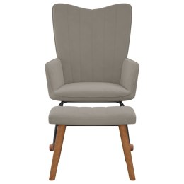 FOTEL BUJANY Z PODNÓŻKIEM JASNOSZARY OBITY AKSAMITEM