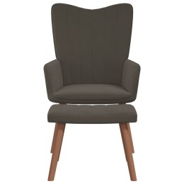 FOTEL Z PODNÓŻKIEM CIEMNOSZARY OBITY AKSAMITEM