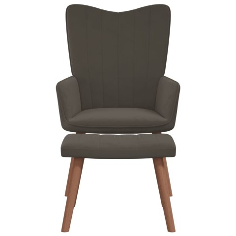 FOTEL Z PODNÓŻKIEM CIEMNOSZARY OBITY AKSAMITEM