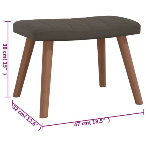 FOTEL Z PODNÓŻKIEM CIEMNOSZARY OBITY AKSAMITEM