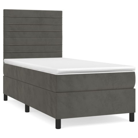 ŁÓŻKO KONTYNENTALNE Z MATERACEM CIEMNOSZARY AKSAMIT 90X200CM