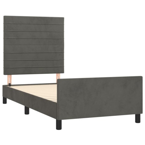 RAMA ŁÓŻKA BEZ MATERACA, CIEMNOSZARE, 90X190 CM, AKSAMITNA