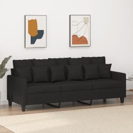 SOFA 3-OSOBOWA CZARNA 180CM TAPICEROWANA TKANINĄ