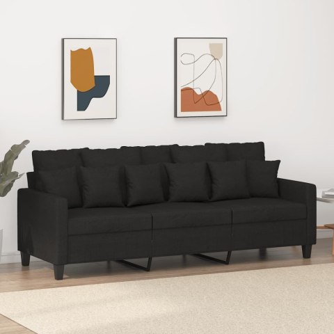 SOFA 3-OSOBOWA CZARNA 180CM TAPICEROWANA TKANINĄ