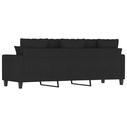 SOFA 3-OSOBOWA CZARNA 180CM TAPICEROWANA TKANINĄ