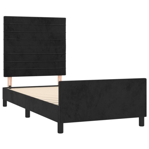 RAMA ŁÓŻKA Z ZAGŁÓWKIEM CZARNA 100X200CM AKSAMITNA