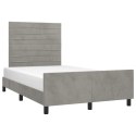 RAMA ŁÓŻKA Z ZAGŁÓWKIEM JASNOSZARA 120X200CM AKSAMITNA