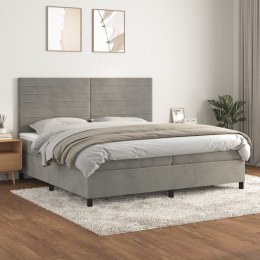 ŁÓŻKO KONTYNENTALNE Z MATERACEM JASNOSZARE AKSAMIT 200X200CM