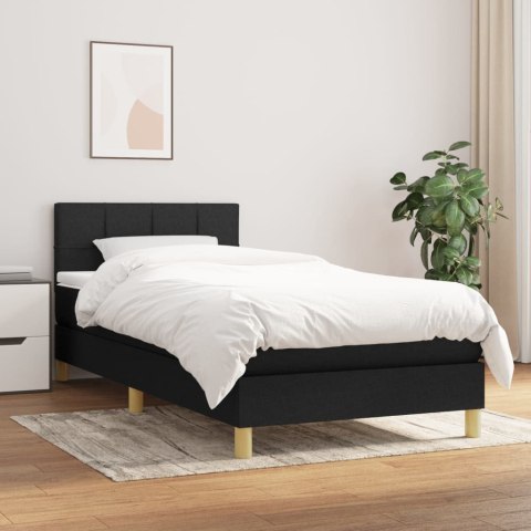 ŁÓŻKO KONTYNENTALNE Z MATERACEM CZARNE TKANINA 80X200CM