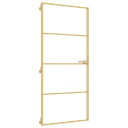 DRZWI WEWNĘTRZNE ZŁOTE 93X201 5CM SZKŁO I ALUMINIUM