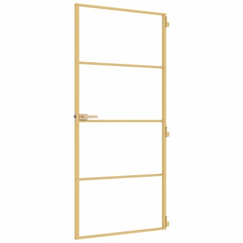 DRZWI WEWNĘTRZNE ZŁOTE 93X201 5CM SZKŁO I ALUMINIUM