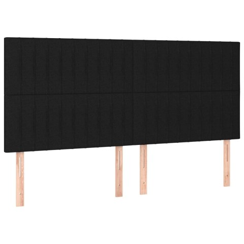 RAMA ŁÓŻKA BEZ MATERACA, CZARNA, 200X200 CM, OBITA TKANINĄ