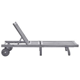 OGRODOWY LEŻAK Z PODUSZKĄ SZARY LITE DREWNO AKACJOWE