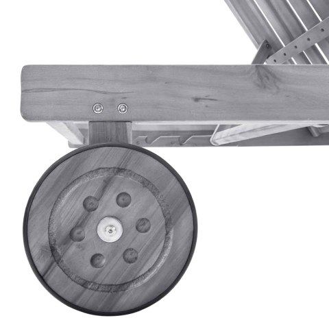 OGRODOWY LEŻAK Z PODUSZKĄ SZARY LITE DREWNO AKACJOWE