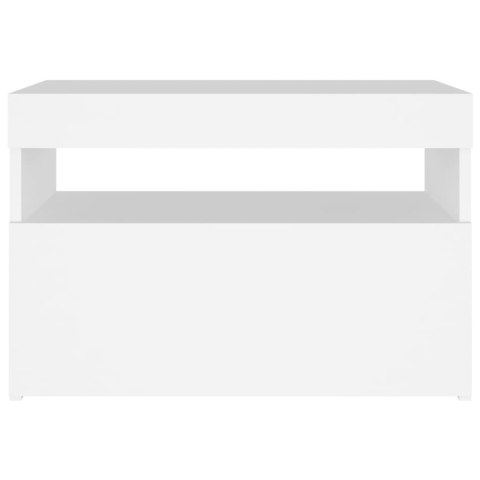 SZAFKI NOCNE Z OŚWIETLENIEM LED 2 SZT. BIAŁE 60X35X40CM