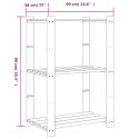 REGAŁ Z 3 PÓŁKAMI BRĄZOWY 60X38X90CM LITE DREWNO SOSNOWE