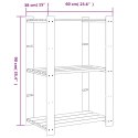 REGAŁ Z 3 PÓŁKAMI SZARY 60X38X90CM LITE DREWNO SOSNOWE