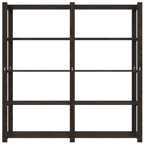 REGAŁ Z 5 PÓŁKAMI CZARNY 170X38X170CM LITE DREWNO SOSNOWE