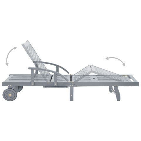 OGRODOWY LEŻAK Z PODUSZKĄ LITE DREWNO AKACJOWE