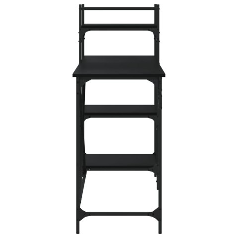 BIURKO KOMPUTEROWE Z PÓŁKAMI CZARNE 120X47X109CM