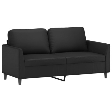 2-OSOBOWA SOFA Z PODUSZKAMI CZARNA SZTUCZNA SKÓRA