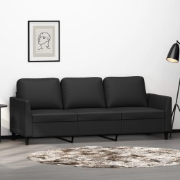 3-OSOBOWA SOFA CZARNA 180CM OBITA SZTUCZNĄ SKÓRĄ