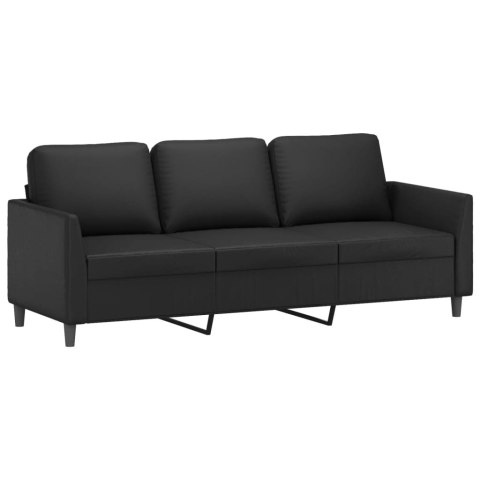 3-OSOBOWA SOFA CZARNA 180CM OBITA SZTUCZNĄ SKÓRĄ