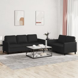 2-OSOBOWA SOFA Z PODUSZKAMI CZARNA SZTUCZNA SKÓRA