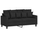 SOFA 2-OSOBOWA CZARNA 140CM TAPICEROWANA TKANINĄ