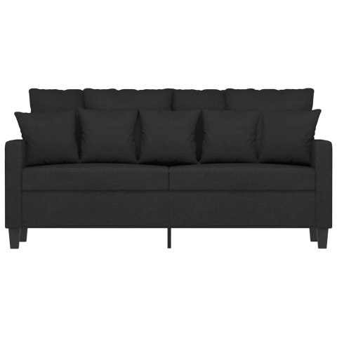 SOFA 2-OSOBOWA CZARNA 140CM TAPICEROWANA TKANINĄ