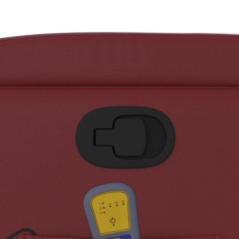 ROZKŁADANY FOTEL MASUJĄCY WINNA CZERWIEŃ OBITY SZTUCZNĄ SKÓRĄ