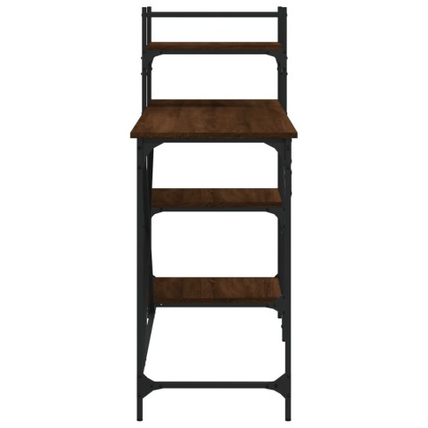 BIURKO KOMPUTEROWE Z PÓŁKAMI BRĄZOWY DĄB 120X47X109CM