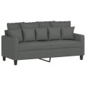 SOFA 2-OSOBOWA CIEMNOSZARA 140CM TAPICEROWANA TKANINĄ