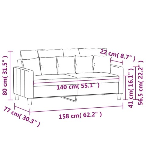 SOFA 2-OSOBOWA CIEMNOSZARA 140CM TAPICEROWANA TKANINĄ