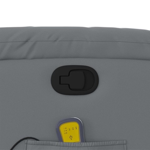 ROZKŁADANY FOTEL MASUJĄCY SZARY OBITY SZTUCZNĄ SKÓRĄ