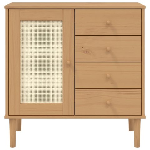 SZAFKA SENJA IMITACJA RATTANU BRĄZOWA 80X40X80CM SOSNOWA